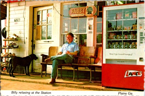 Plains postcard man - plains, dog